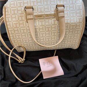 Tommy Hilfiger Cream Satchel with Monogram Design